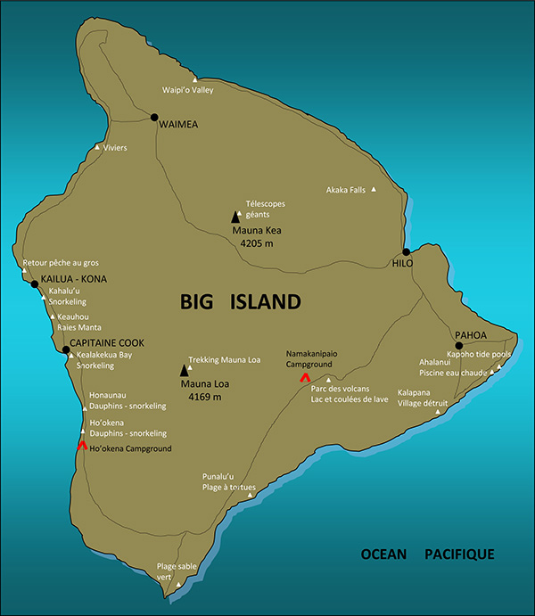 hawaii carte touristique