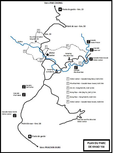 Plan du parc de khao yai