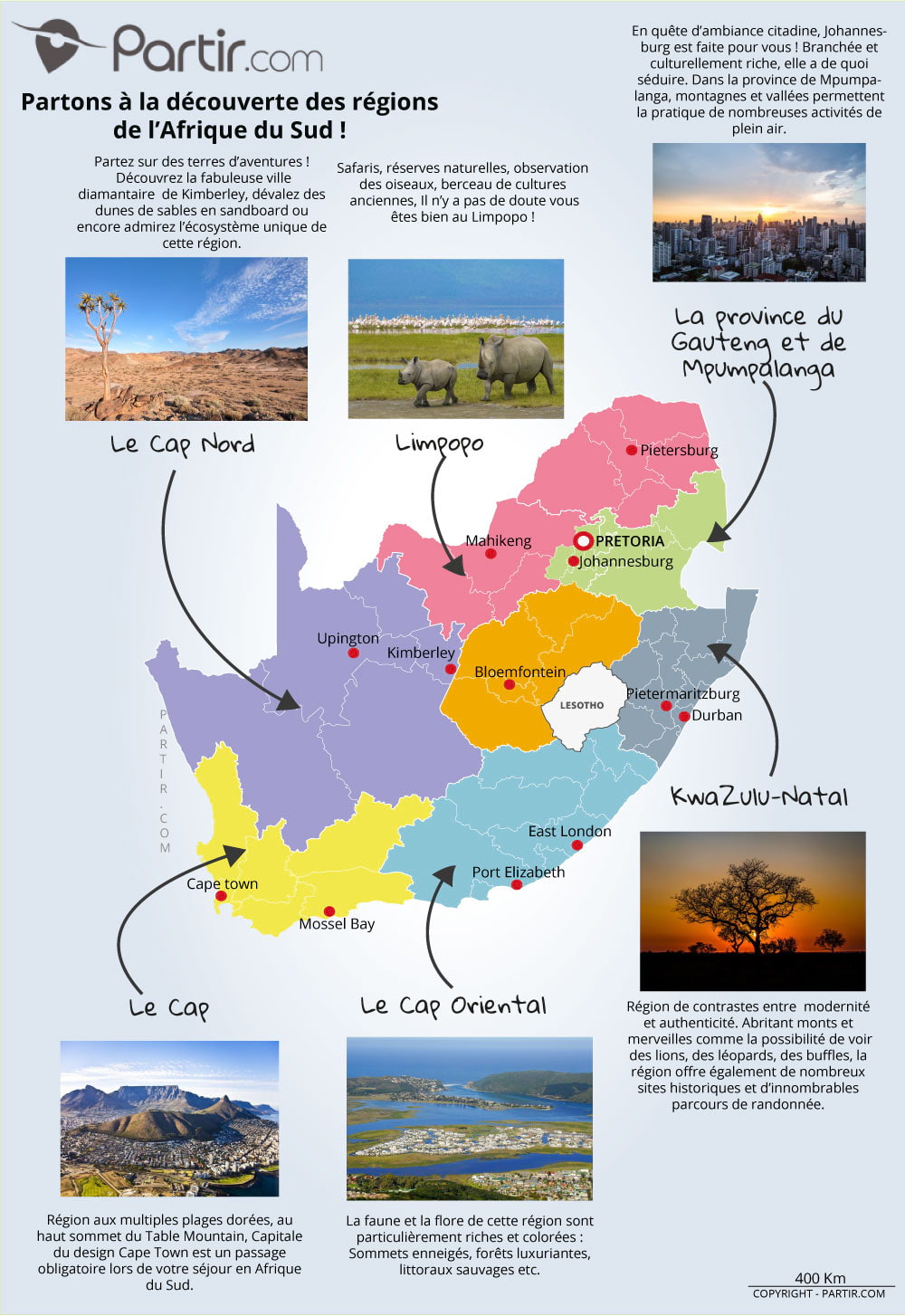 carte touristique afrique du sud