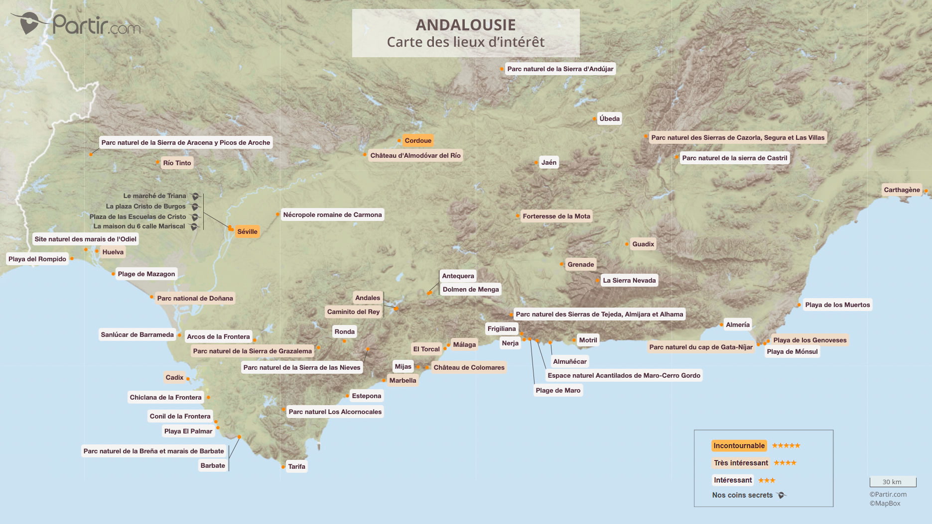 andalousie carte détaillée