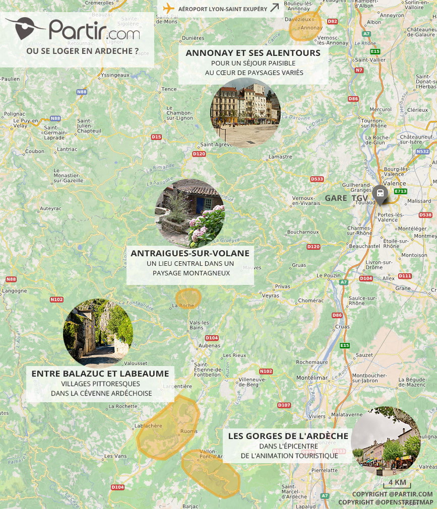 carte où se loger à Ardèche