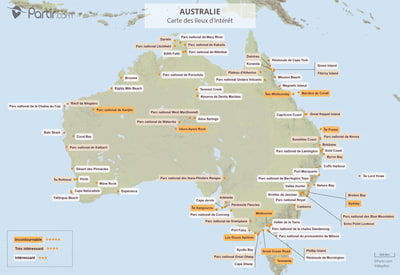 Carte touristique Australie