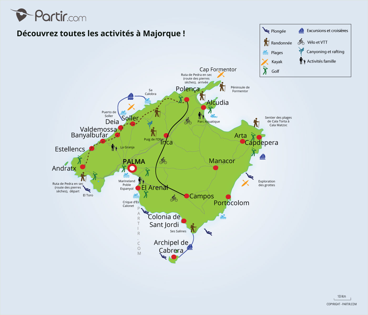 Carte des activités Majorque