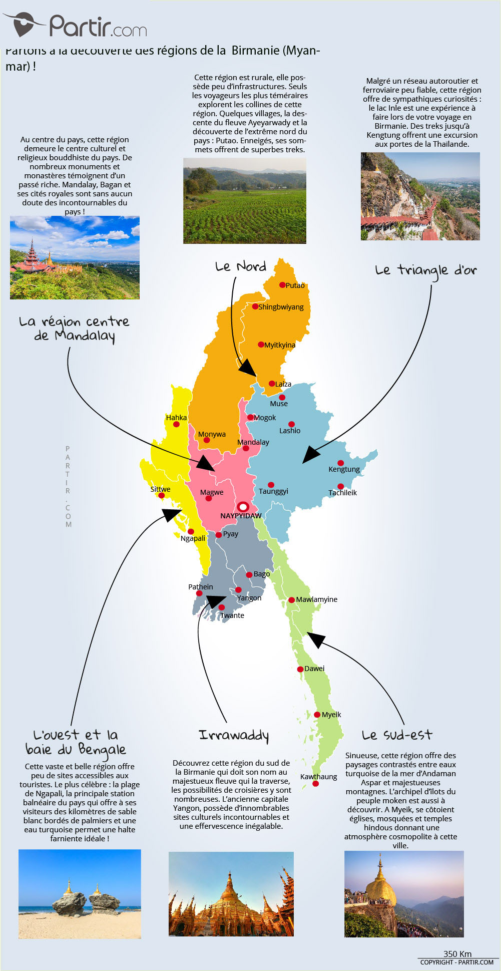 carte touristique de birmanie