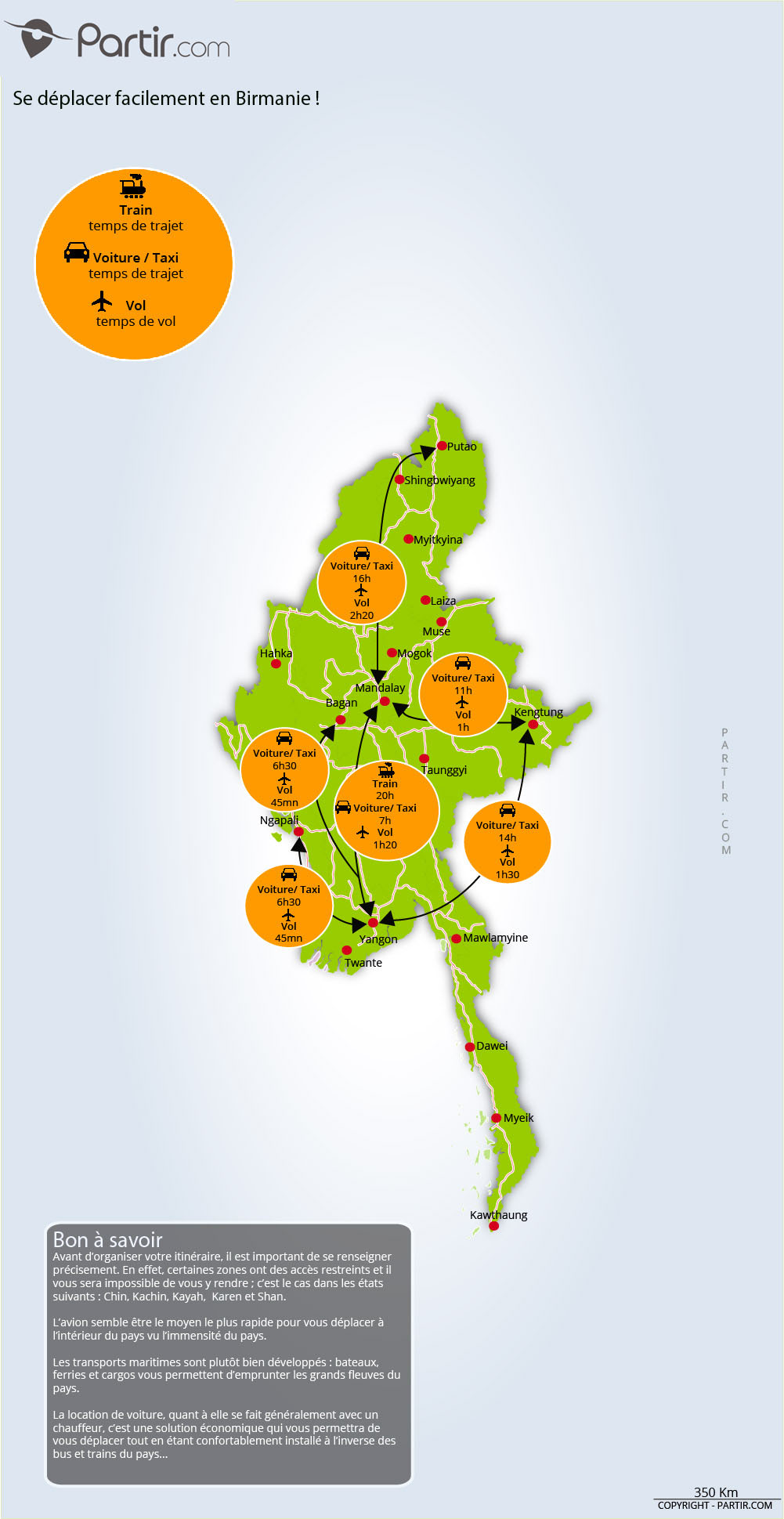 carte touristique de birmanie