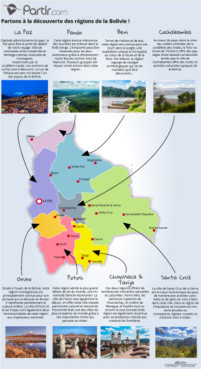 Carte des régions BOLIVIE