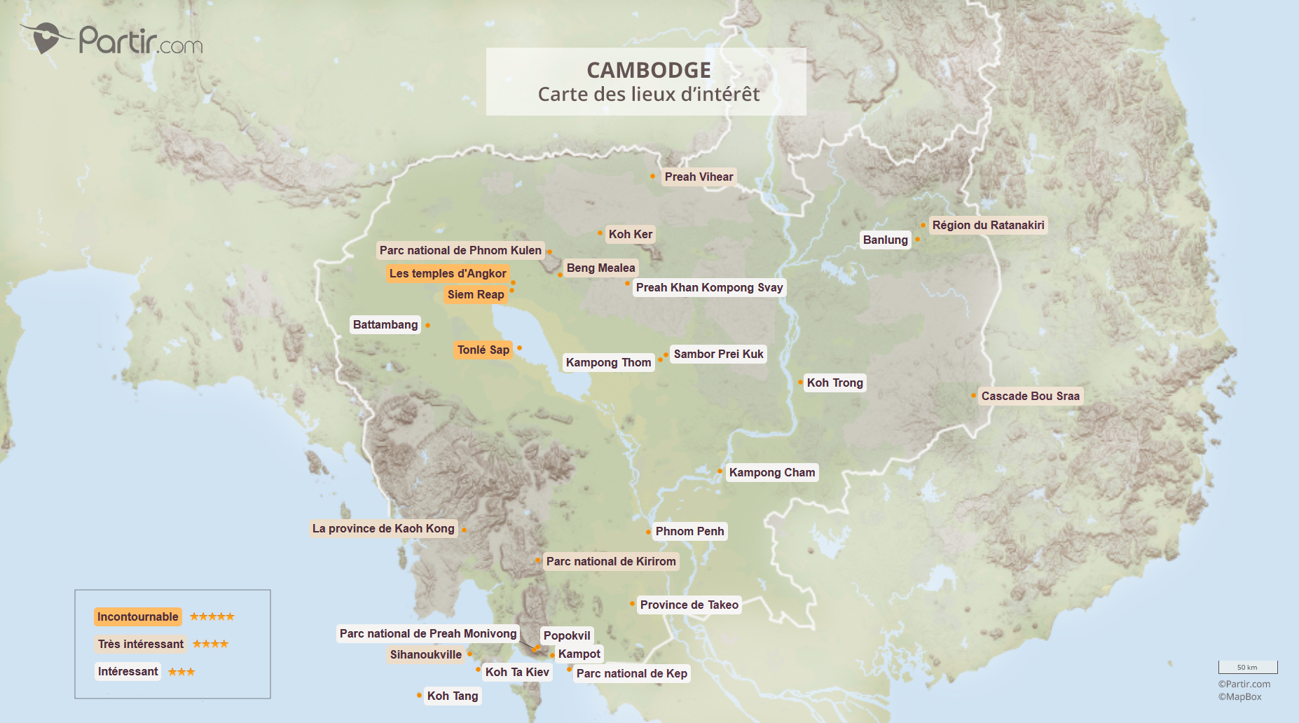 carte detaillee du cambodge