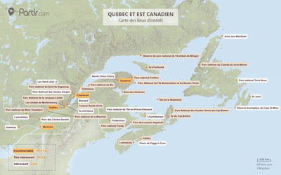 Carte des incontournables Canada Est
