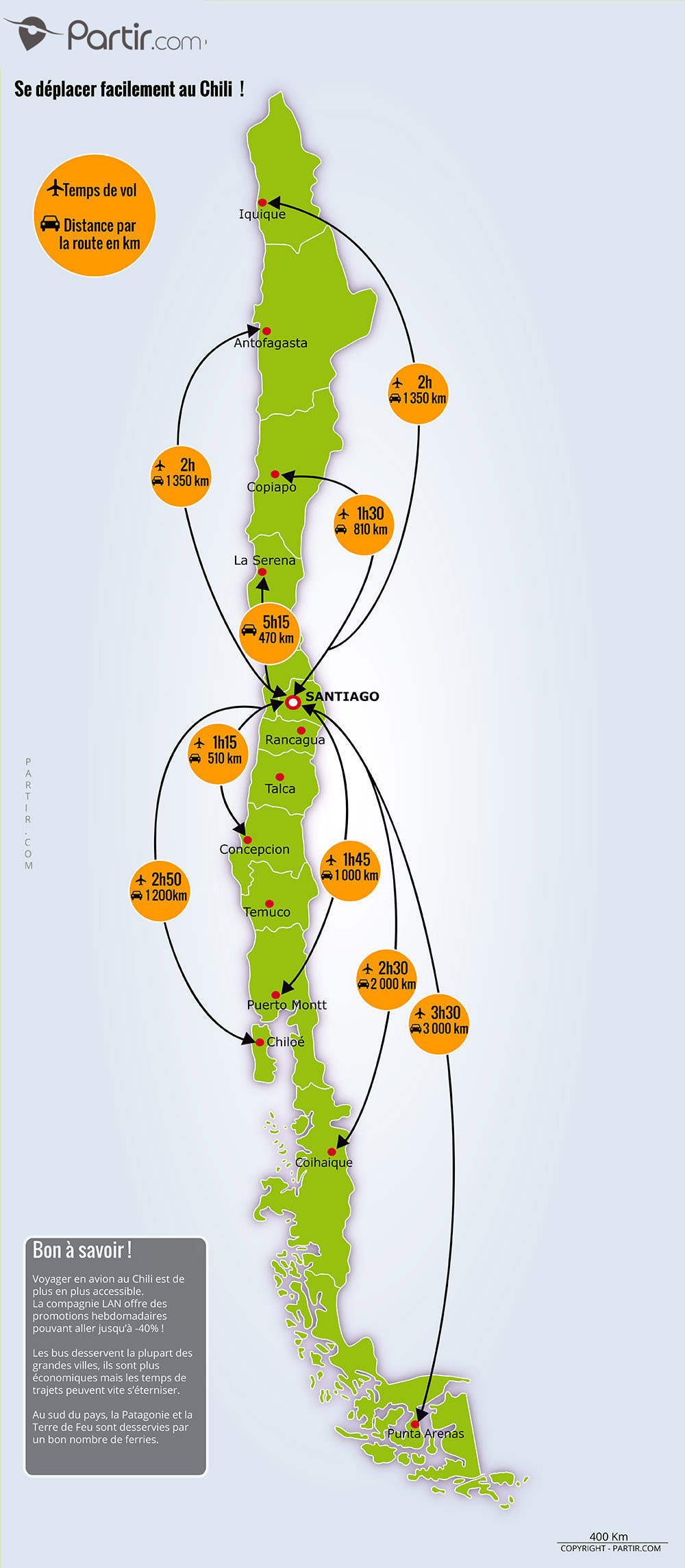 carte touristique du chili