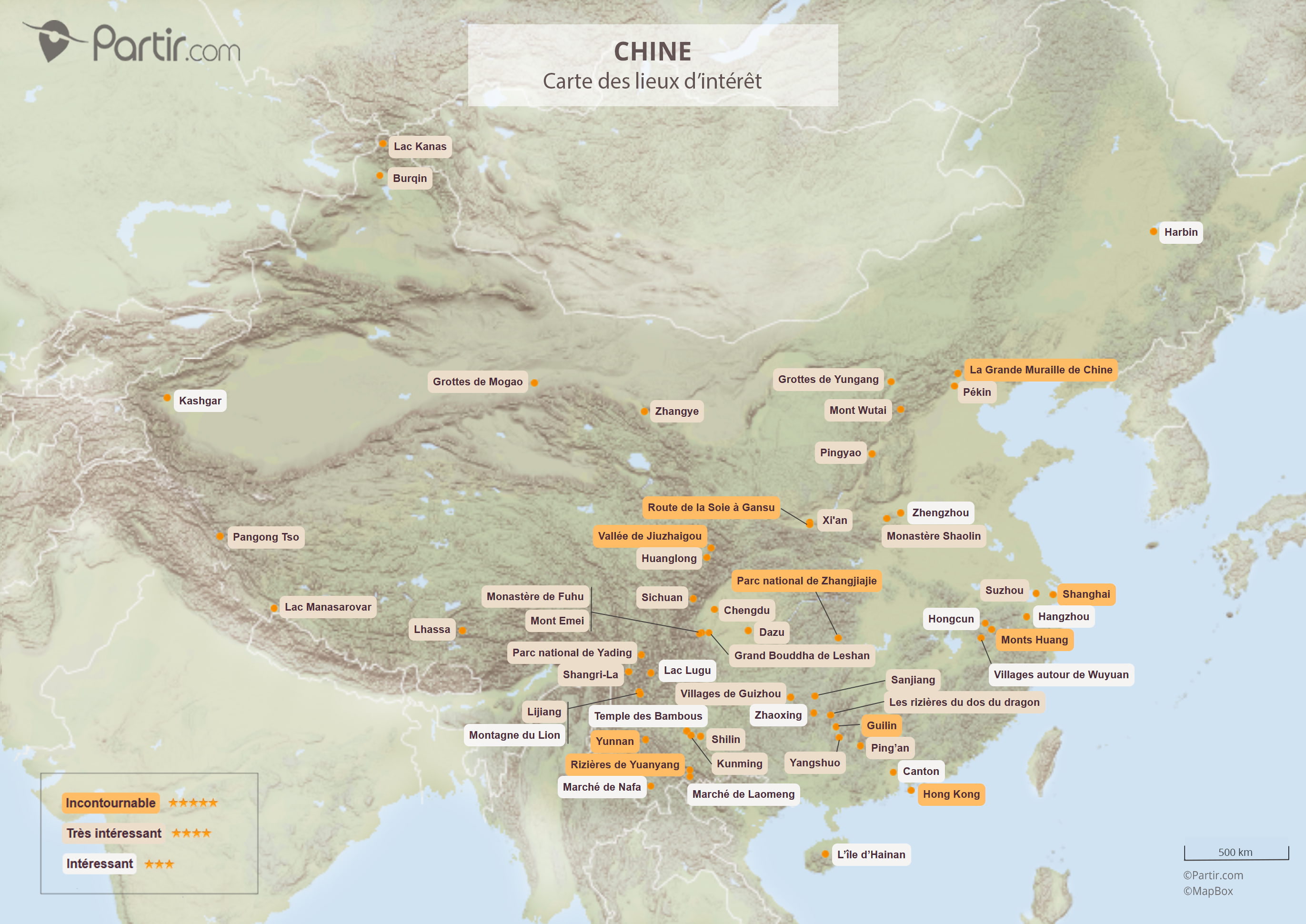 chine carte touristique