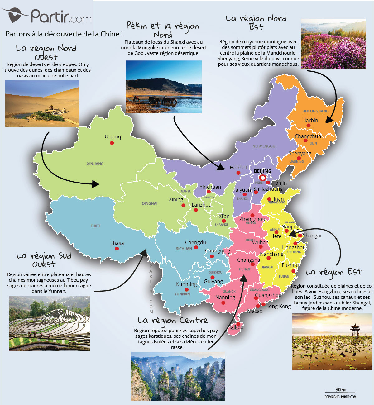 Carte des montagnes de Chine