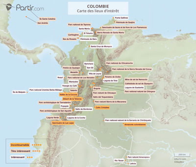 Carte touristique Colombie