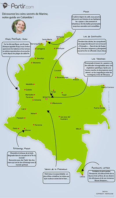 Carte des coins secrets de COLOMBIE