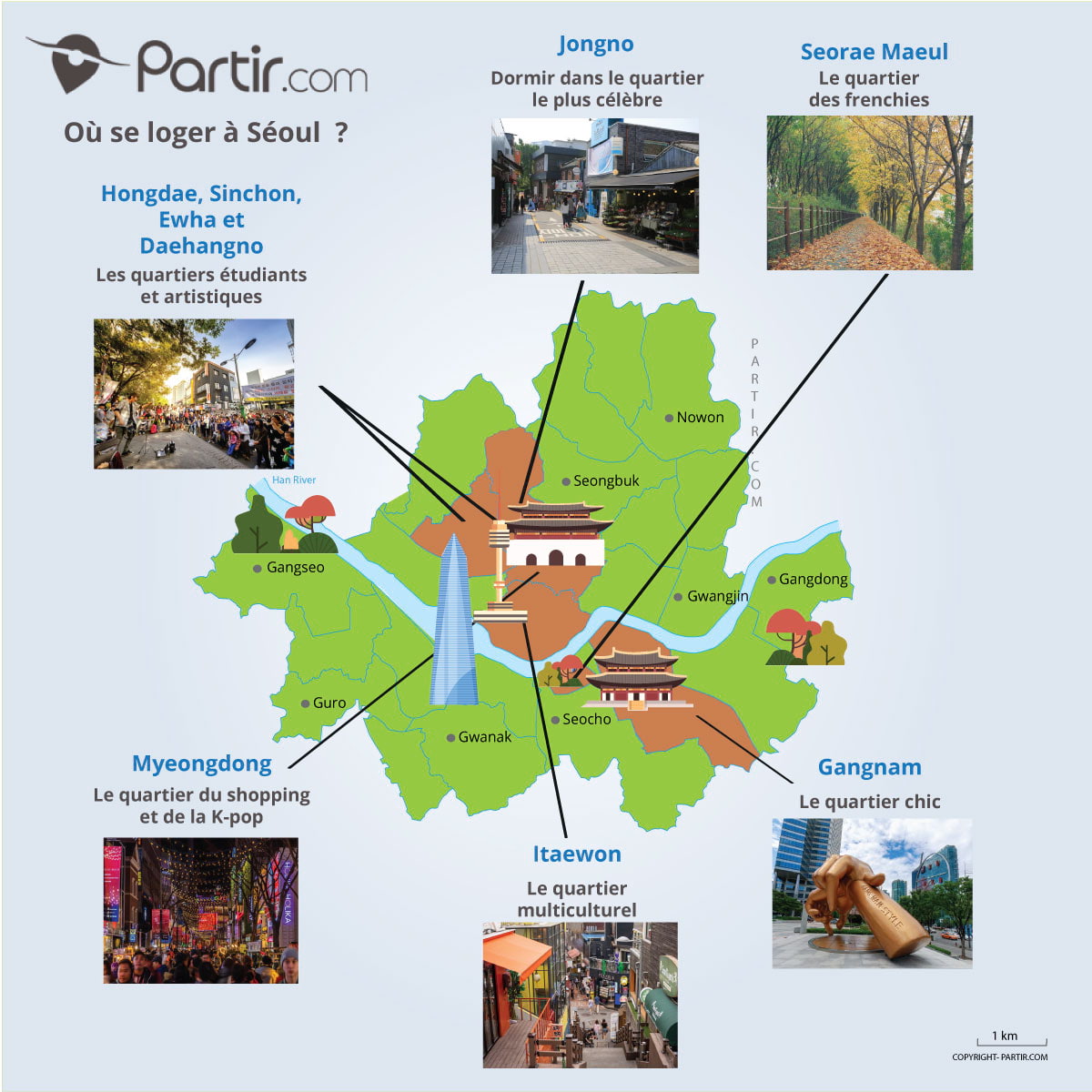 carte où se loger à Séoul