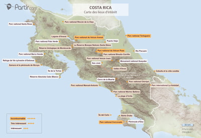 Carte touristique Costa Rica