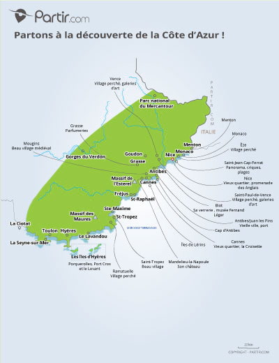 Carte touristique Côte d'Azur