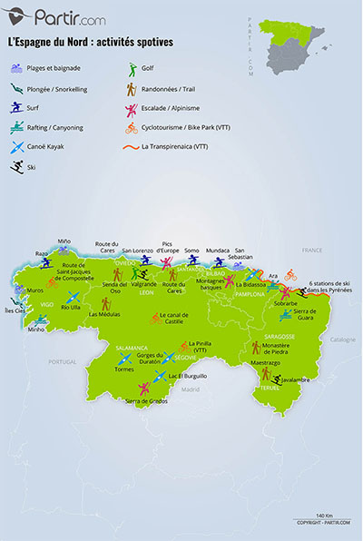 Carte que faire ESPAGNE NORD
