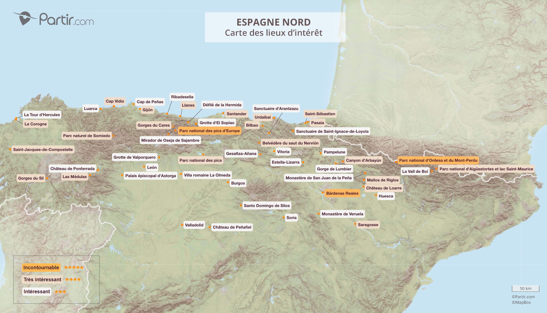 Carte Espagne Nord
