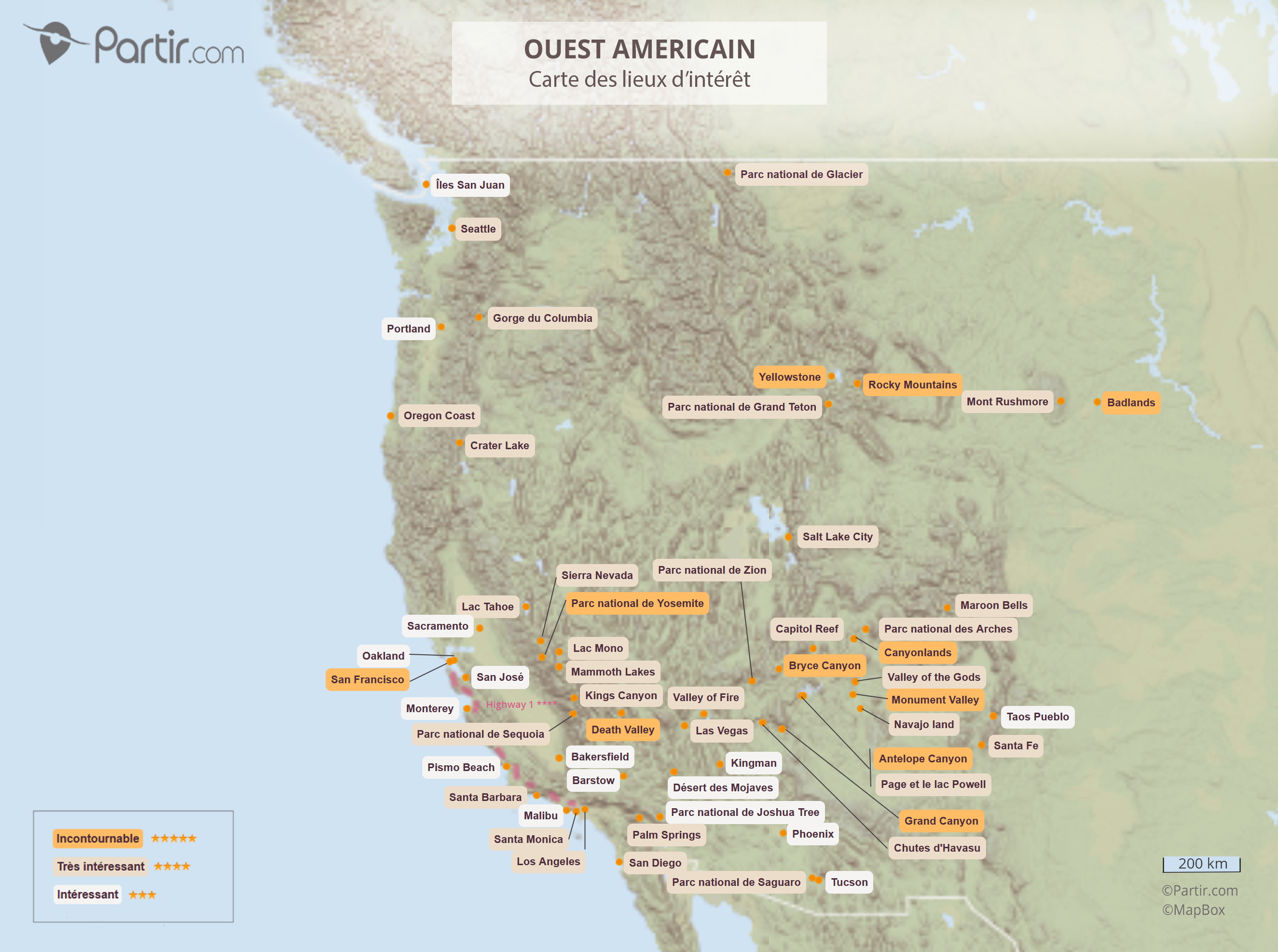 Carte Ouest américain