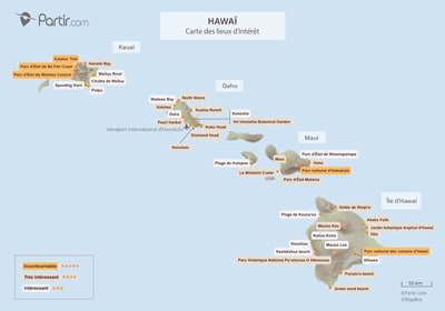 Carte touristique Hawaï