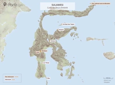 Carte des incontournables Célèbes