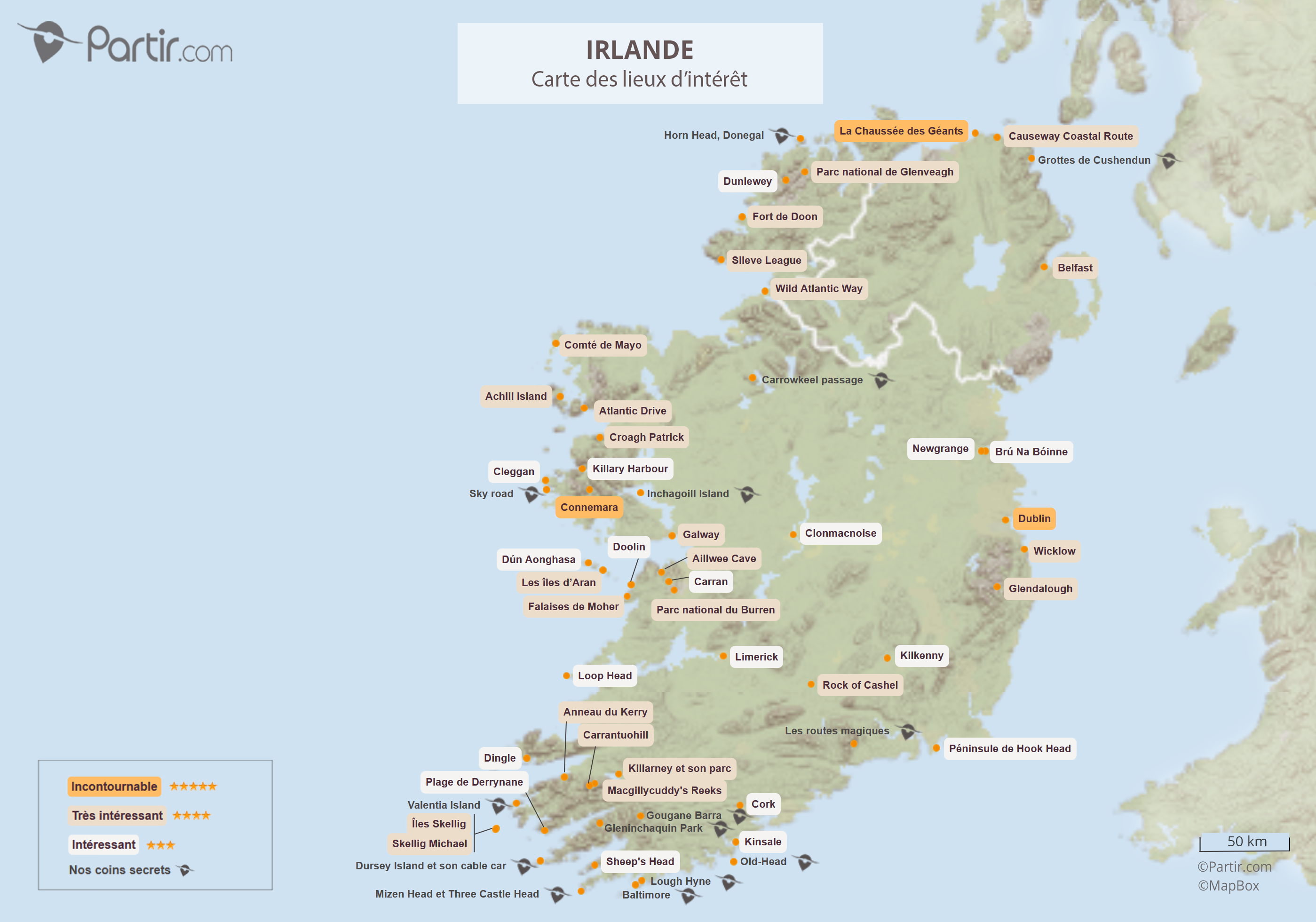 carte irlande du sud ouest