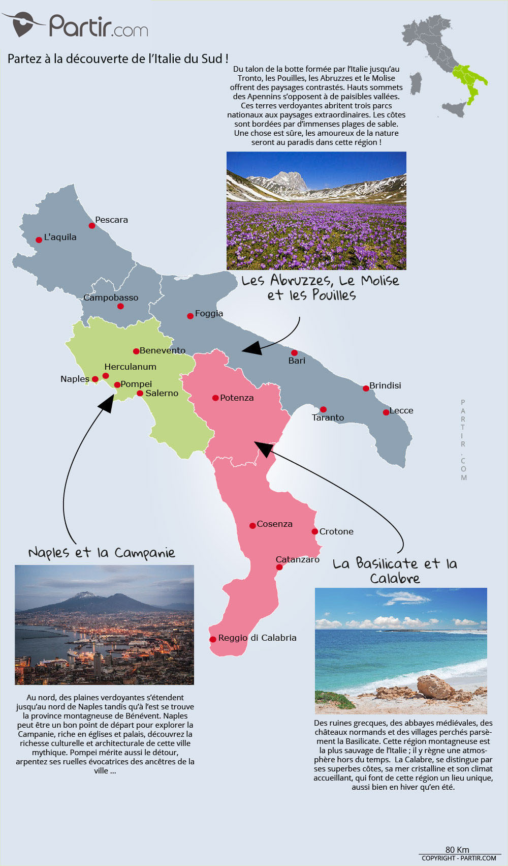 italie du sud carte touristique