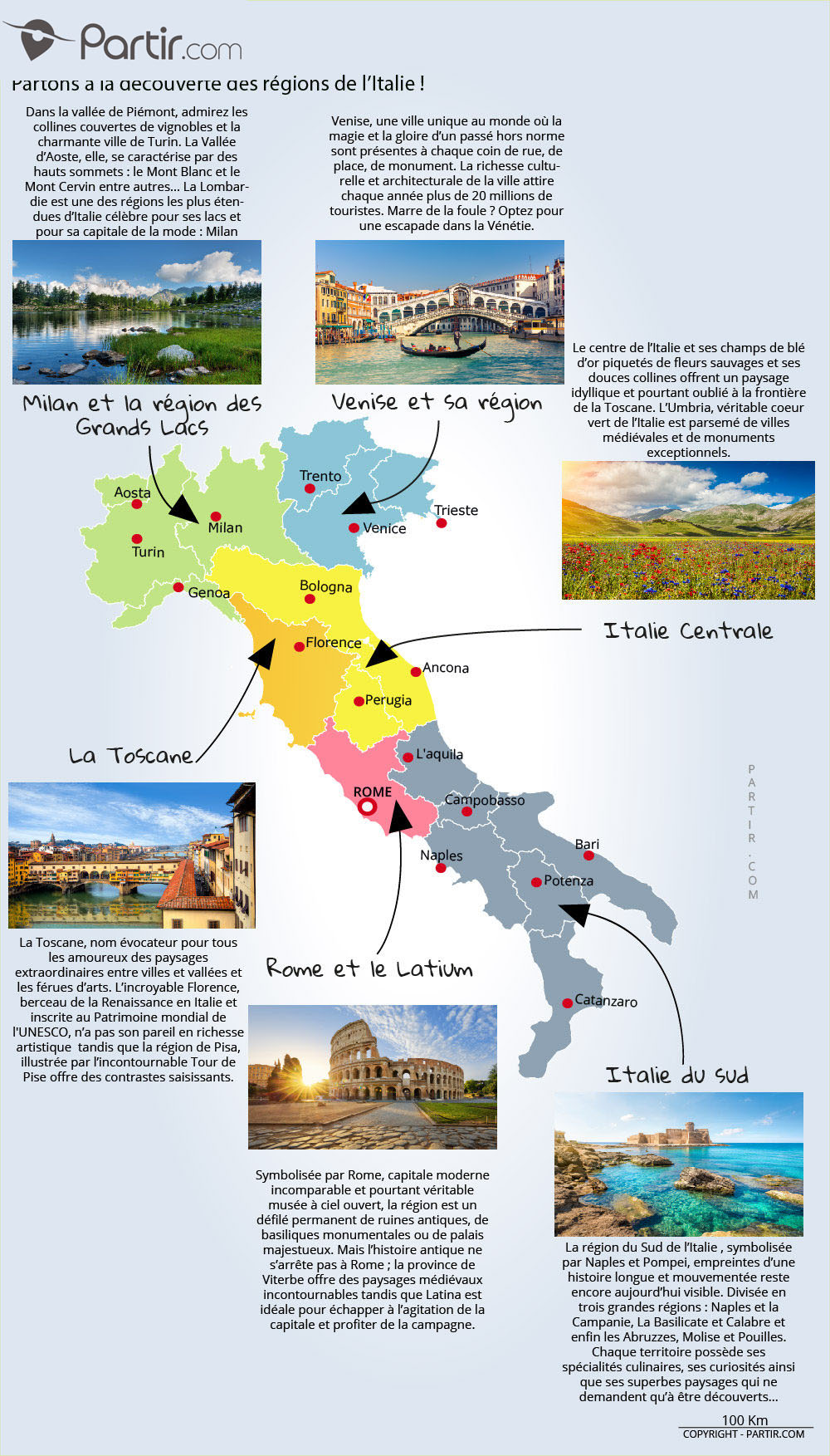 carte touristique en italie