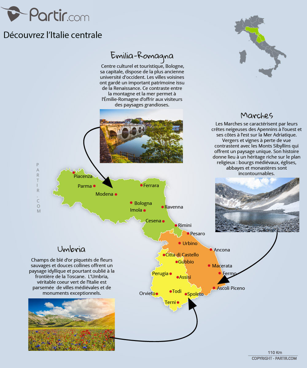 Carte des régions Italie Centrale