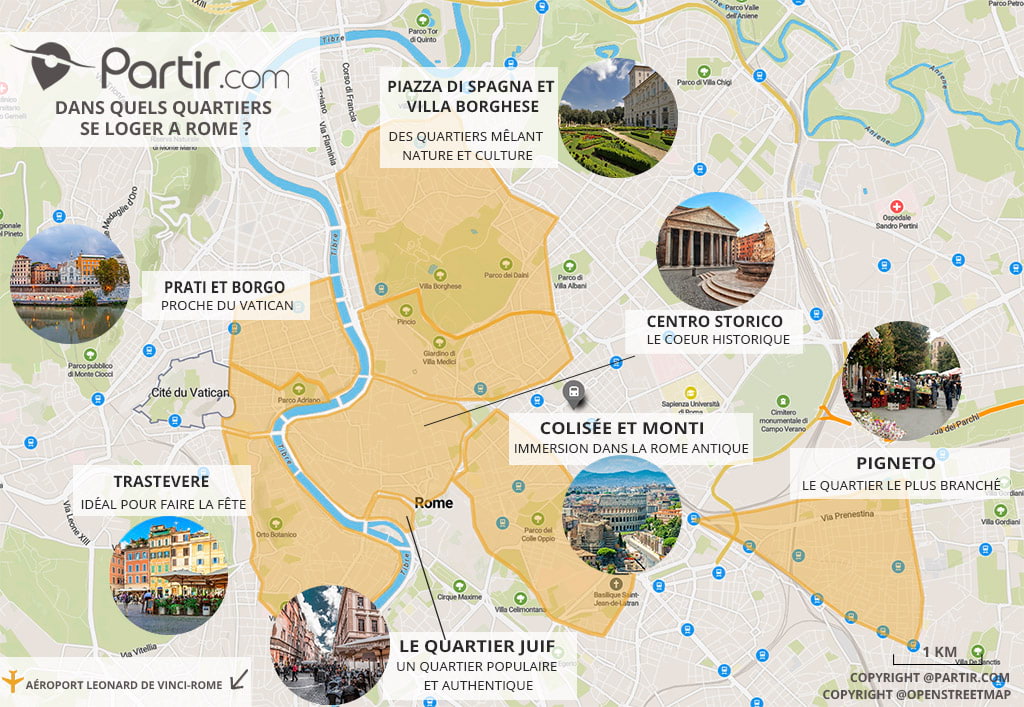 carte où se loger à Rome