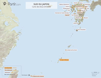 Carte des incontournables Japon Sud