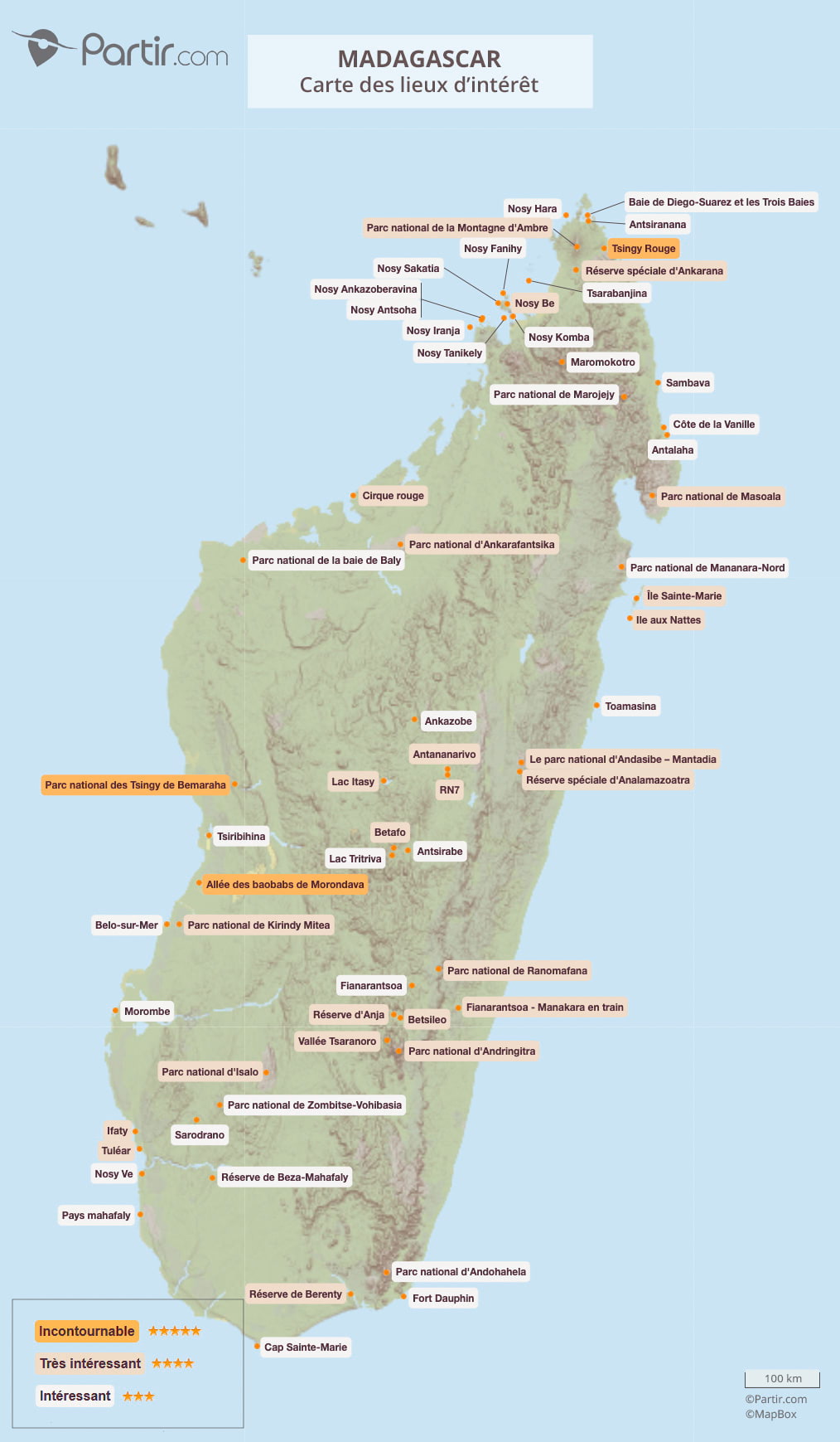 Carte routiere de Madagascar