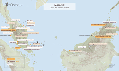 Carte touristique Malaisie