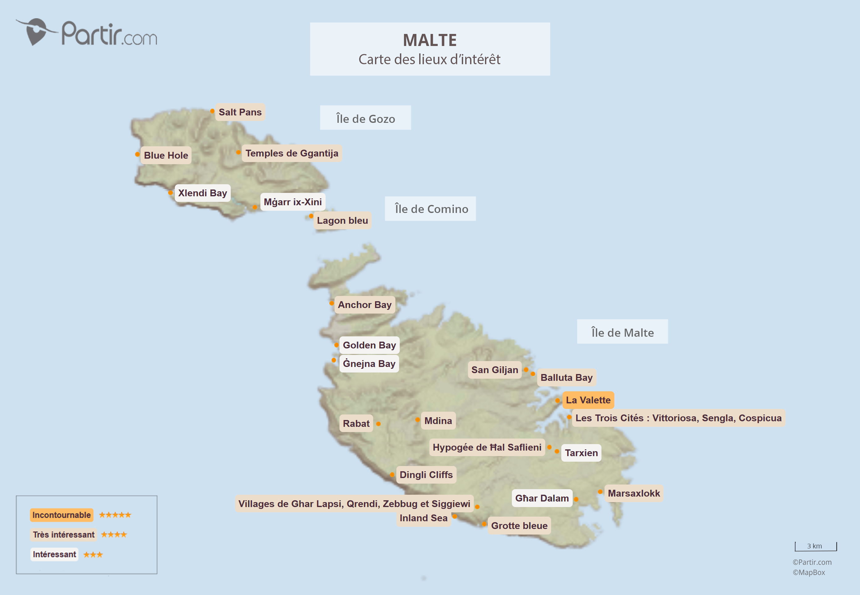 carte touristique de malte