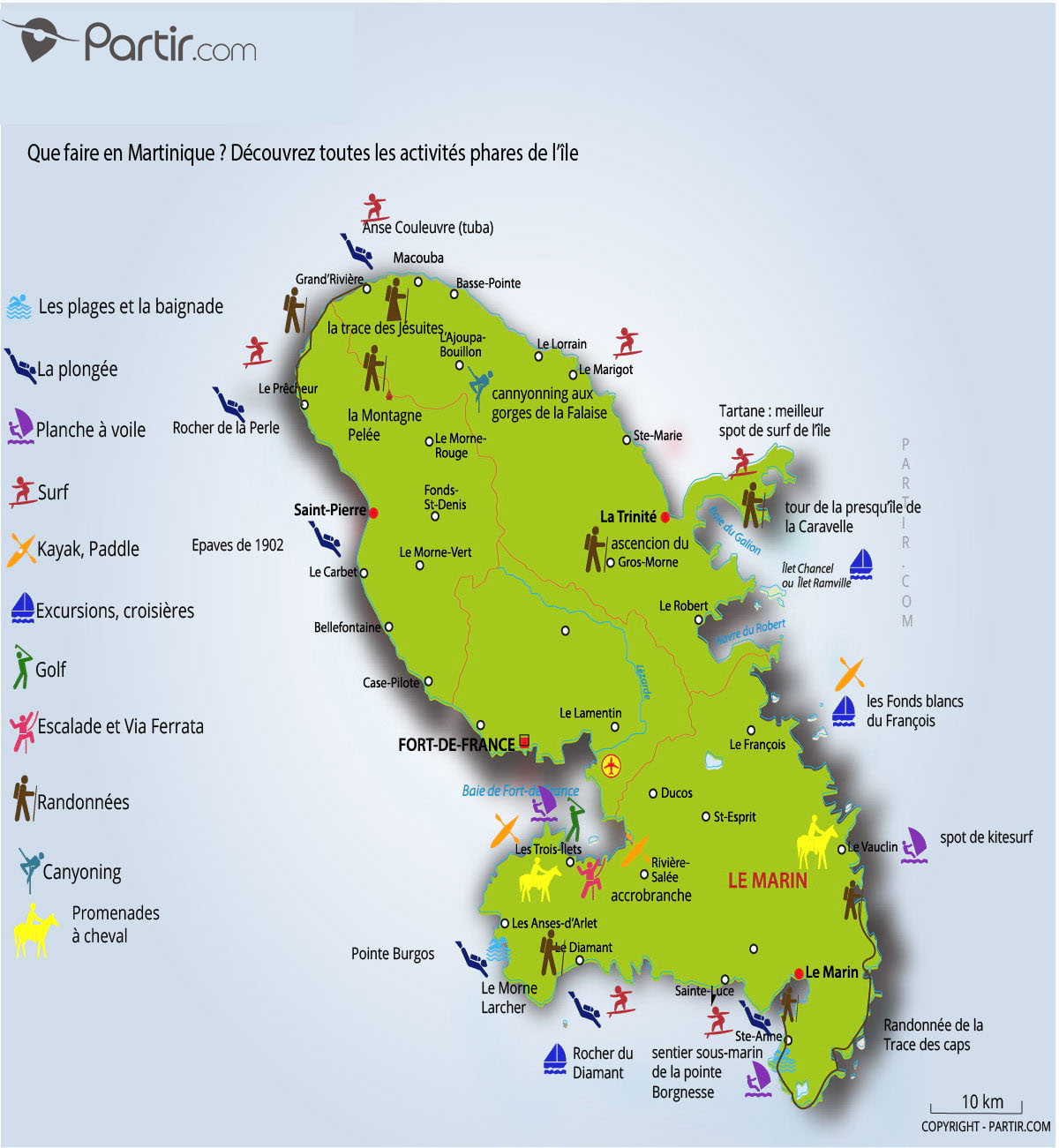 Carte site de plongée Martinique