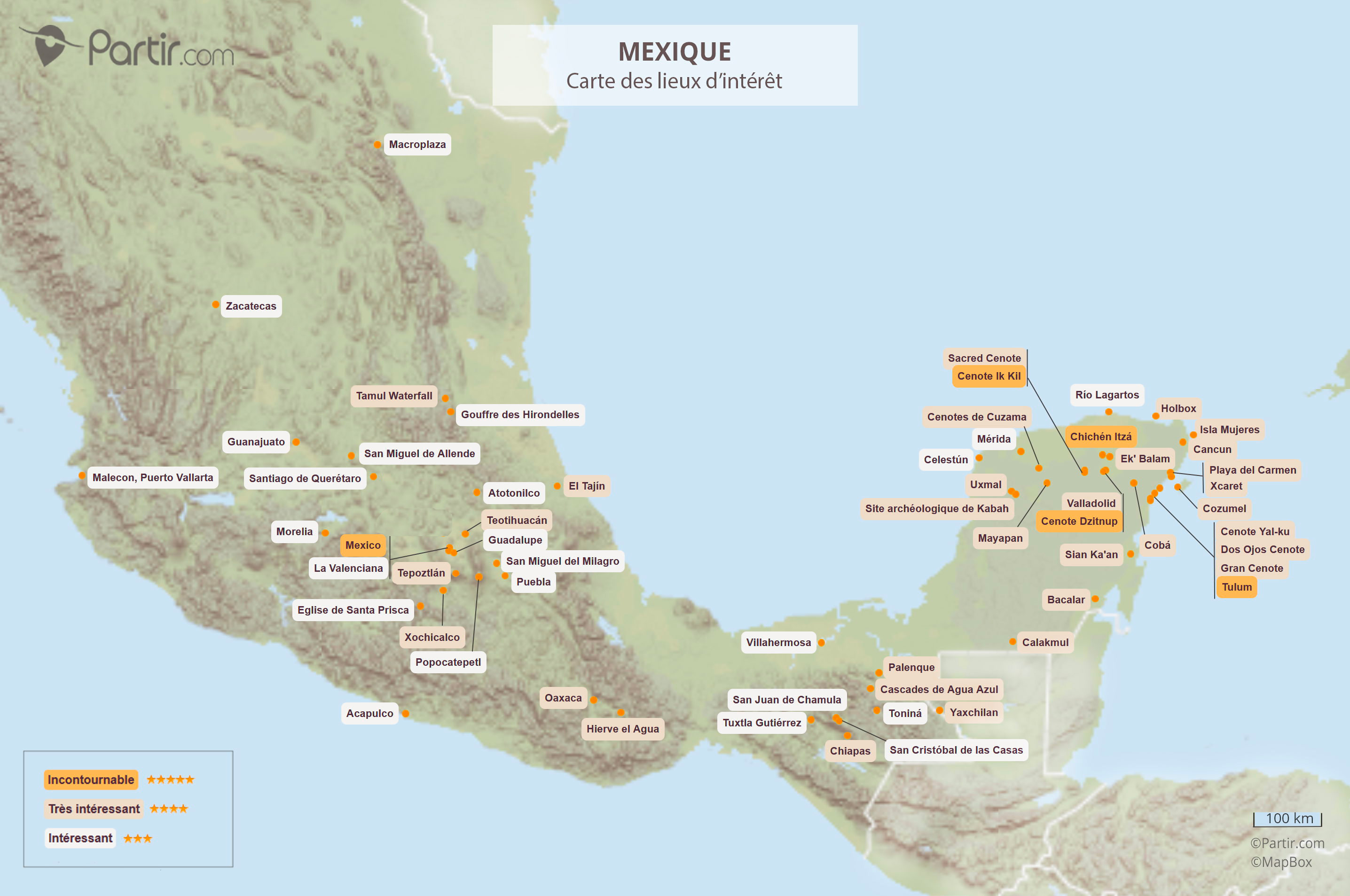 mexico carte touristique