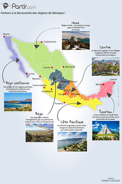 Carte des régions MEXIQUE