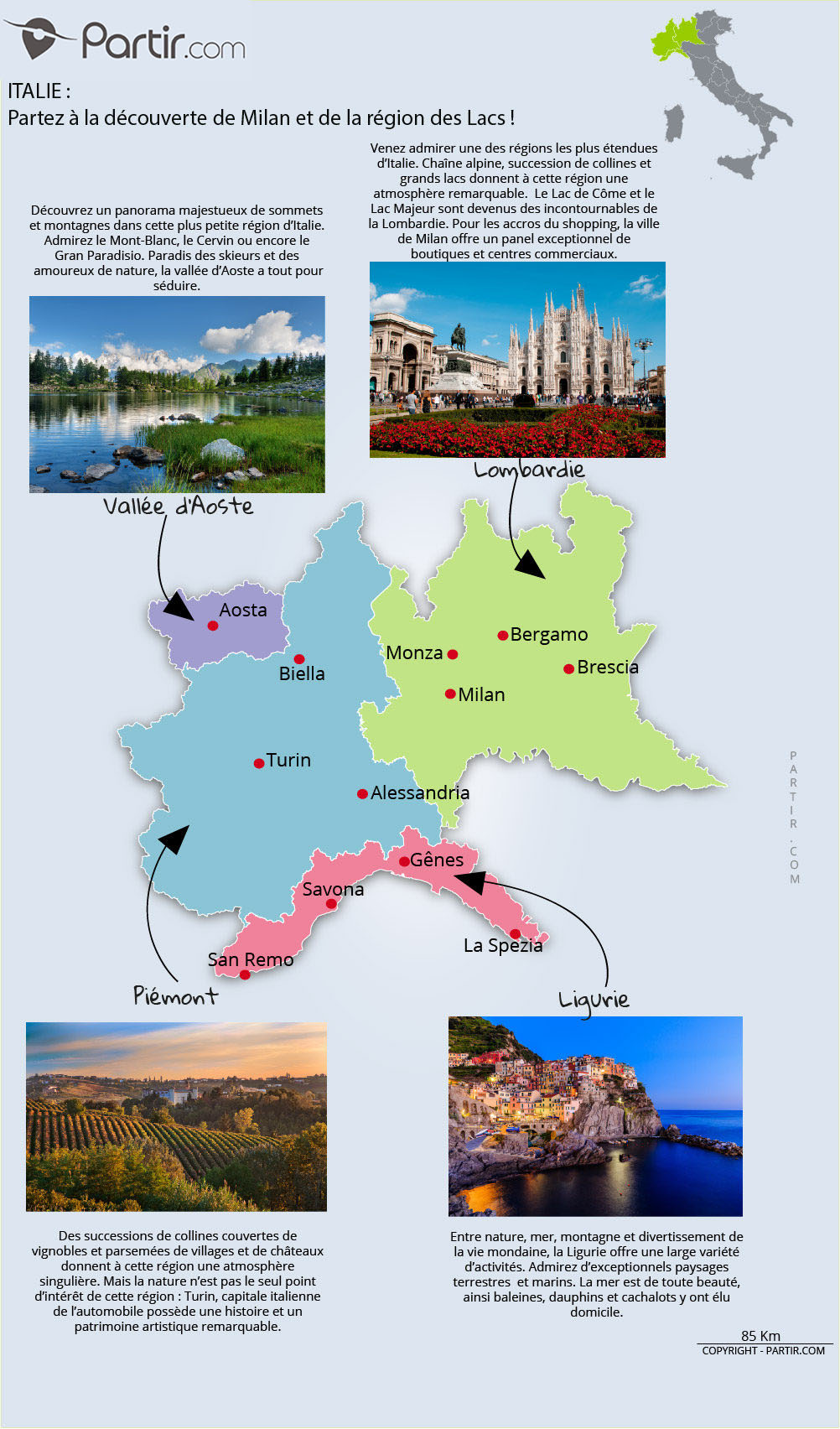 carte sites touristiques italie nord