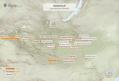 Carte touristique Mongolie