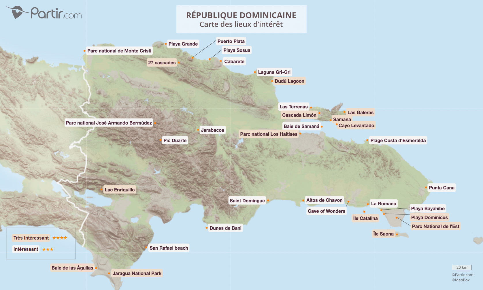 carte touristique de la république dominicaine