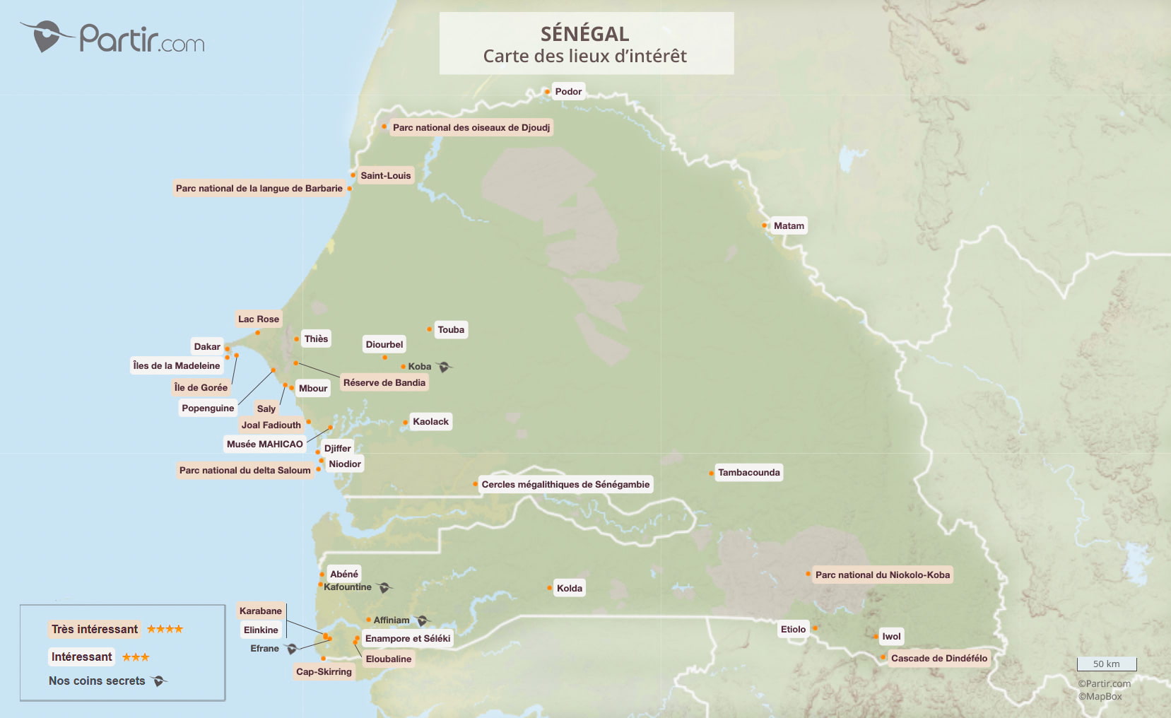 Cartes Touristiques Et Plans Senegal Regions Points D Interets Et Distances