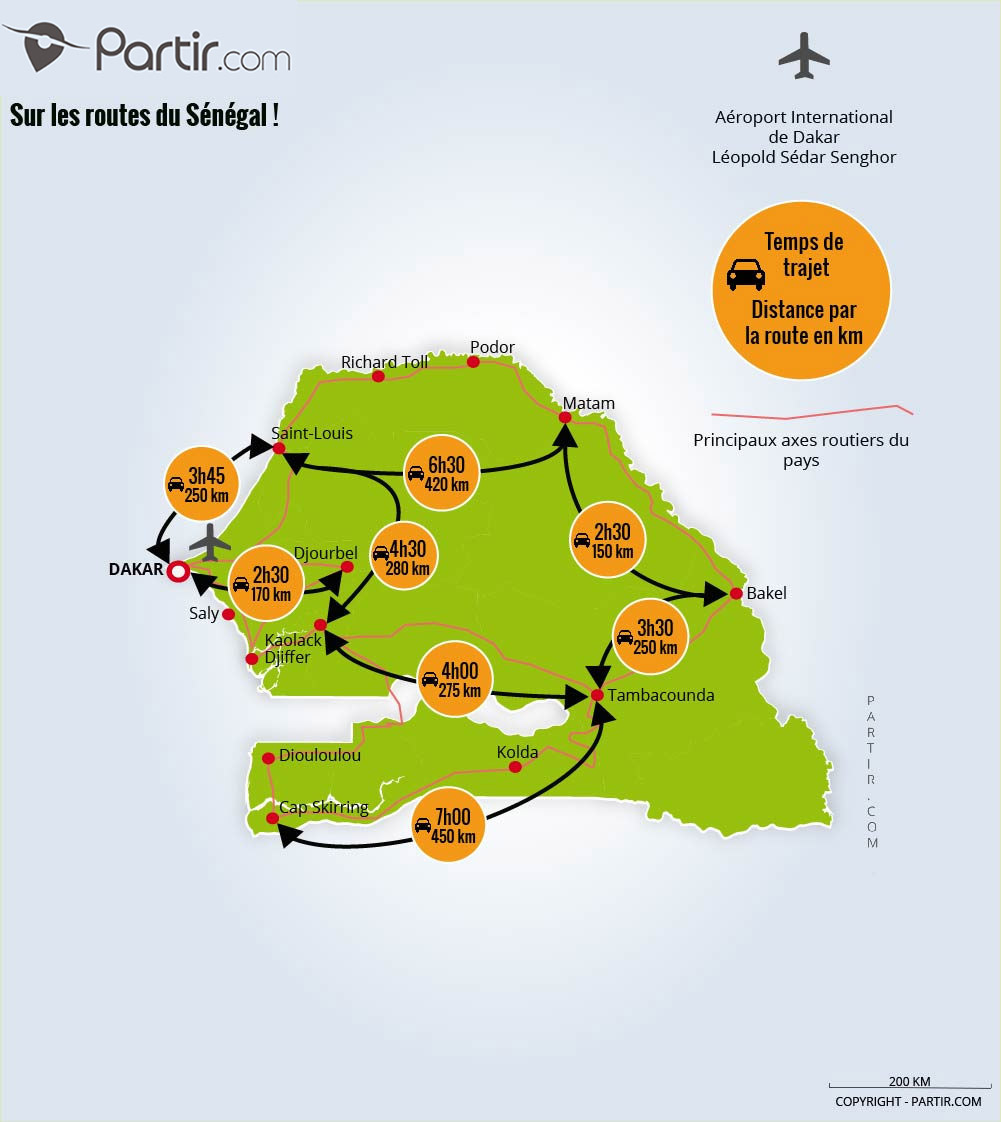 carte touristique du sénégal