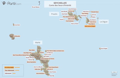 Carte touristique Seychelles