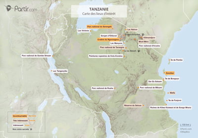 Carte touristique Tanzanie