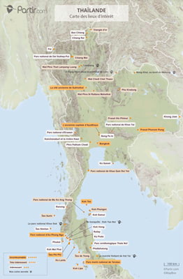 Carte touristique Thaïlande