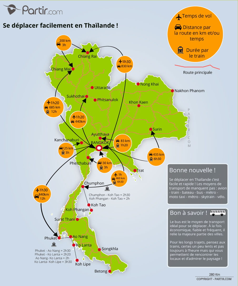 thaïlande carte touristique