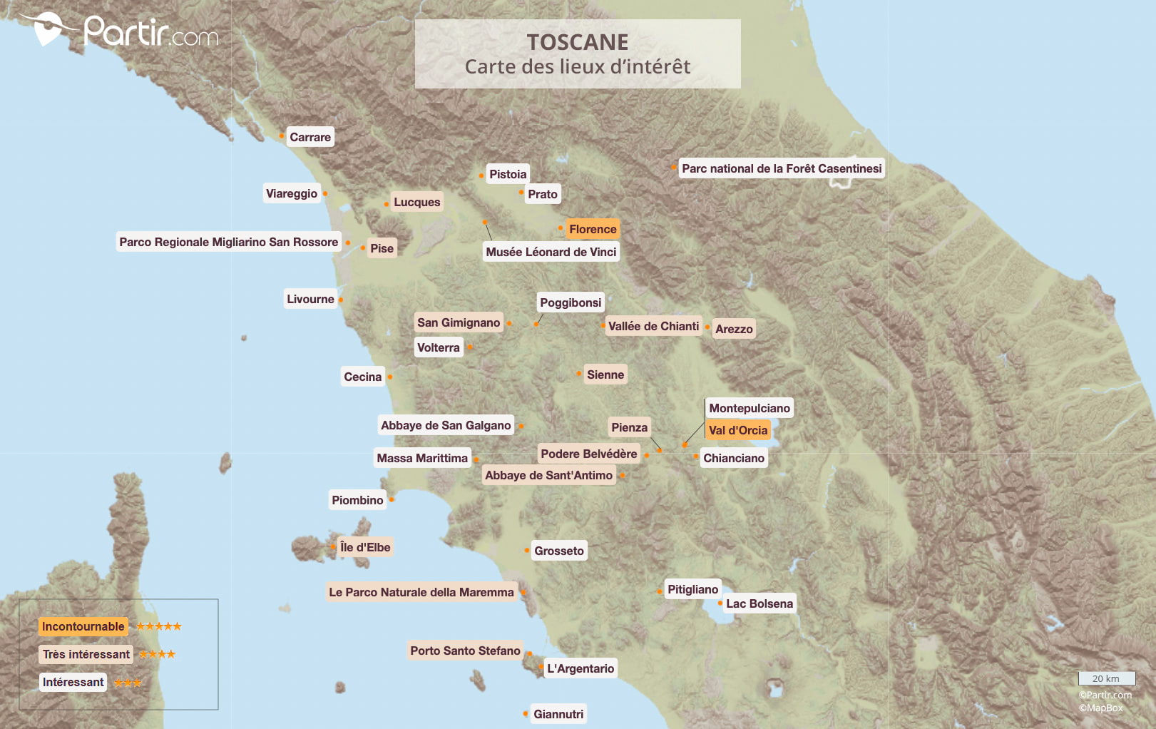 carte toscane visiter la toscane