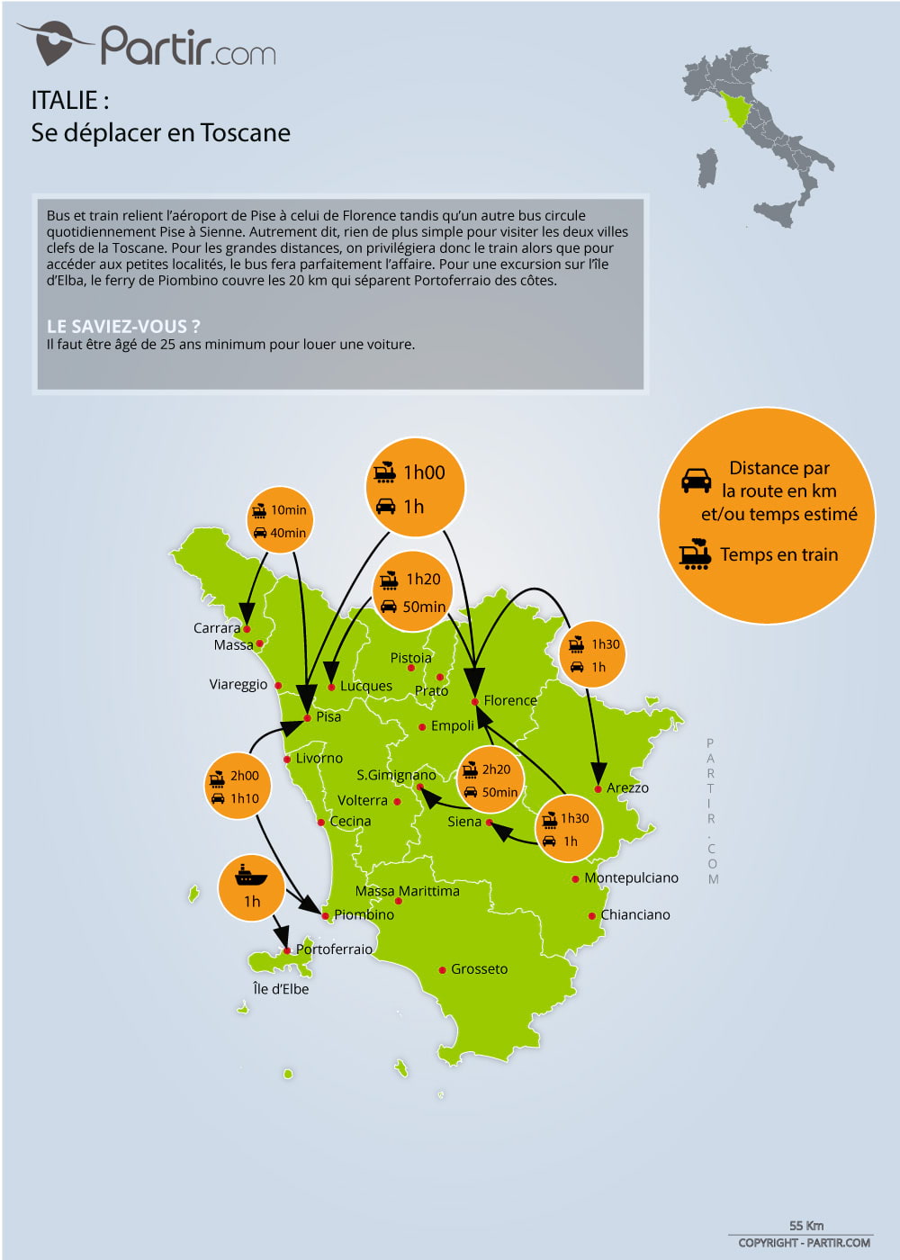 carte touristique toscane