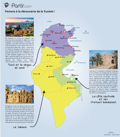 Carte des régions TUNISIE