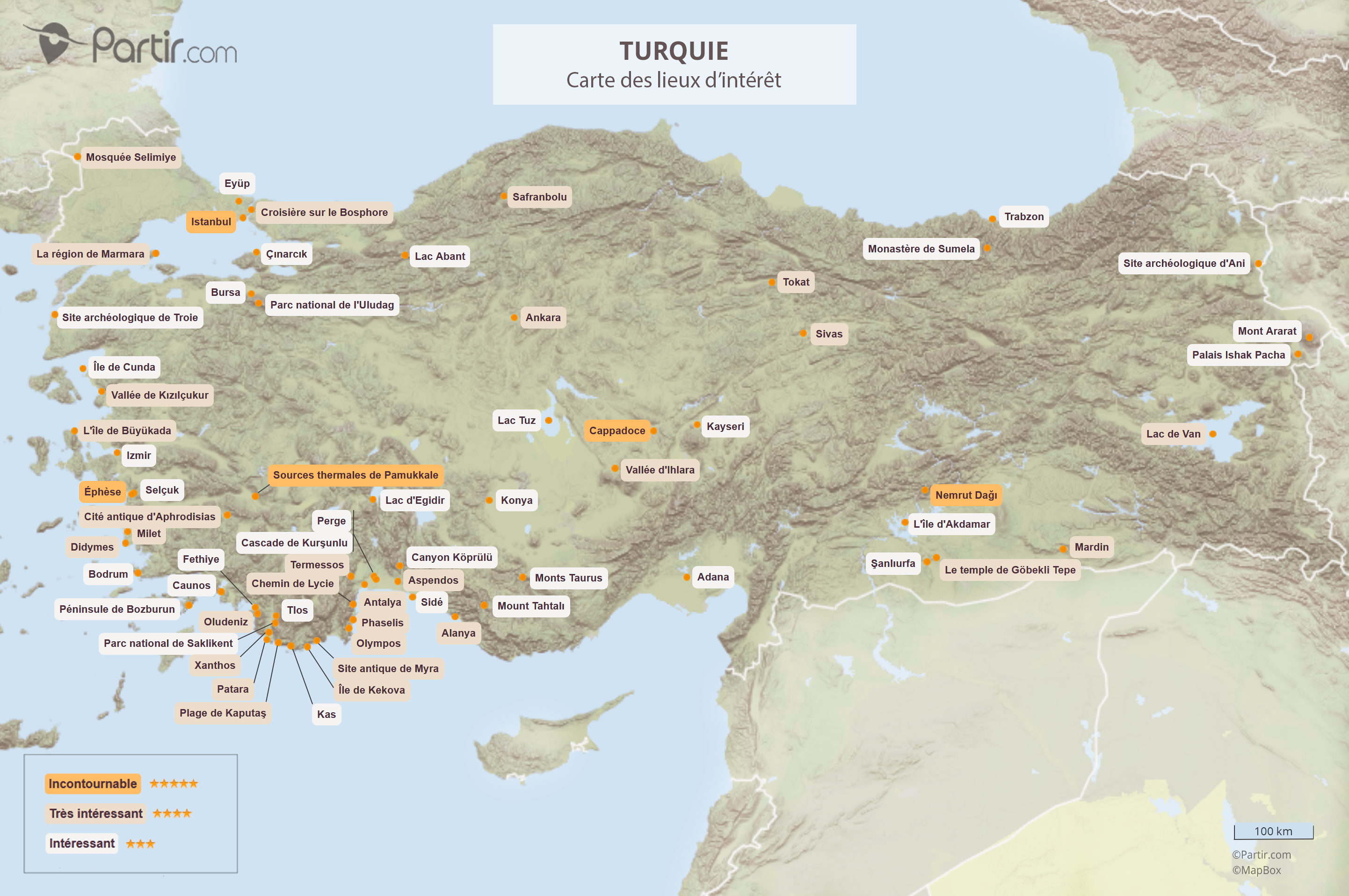 carte touristique de la turquie